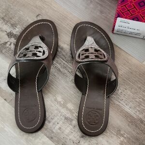 Tory Burch Metallic Brown Sandals